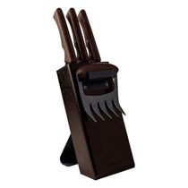 Kit Para Churrasco Churrasco Black Com Lâminas De Aço Inox Escurecido E Cabos De Madeira