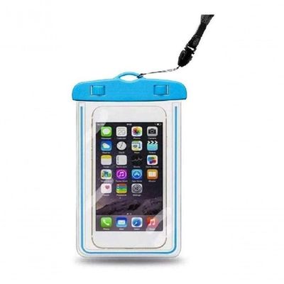 Capa Bolsa Celular A Prova D'água Proteção Mergulhos Azul