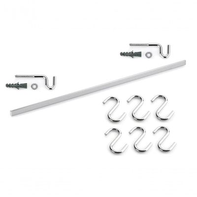 Barra De Parede Cozinha 6 Ganchos 80cm Com Kit Instalação