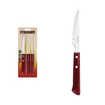"Conjunto De Facas Para Churrasco 6 Peças 4"" Em Aço Inox Com Cabo Polywood Vermelho"