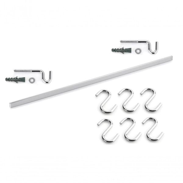 Barra De Parede Cozinha 6 Ganchos 40cm Com Kit Instalação