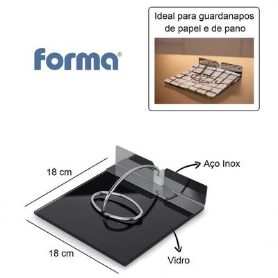 Porta Guardanapos De Papel Pano Para Mesa Slim Preto Vidro