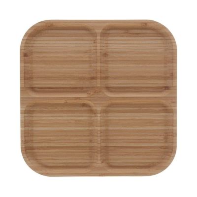 Petisqueira De Bambu Com 4 Divisórias Quadrada
