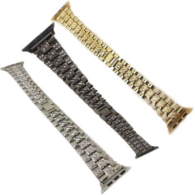 Kit 3 Pulseiras Smartwatch Pedra Strass Smartband Aço 3 Elos