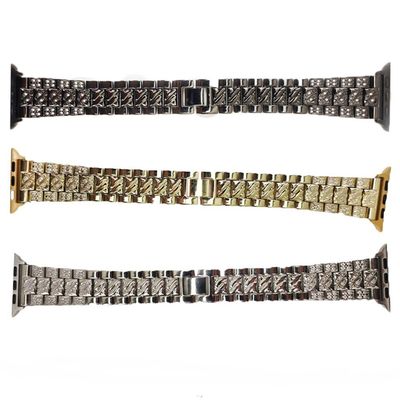 Kit 3 Pulseiras Smartwatch Pedra Strass Smartband Aço 3 Elos