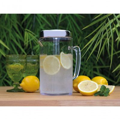 Jarra De Suco 2 Litros Com Tampa Inox água Saborizada Servir Mesa Refresco Bebidas Drinks Grande