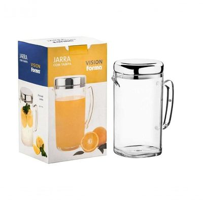 Jarra De Suco 2 Litros Com Tampa Inox água Saborizada Servir Mesa Refresco Bebidas Drinks Grande