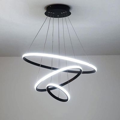 Lustre Pendente Luminaria 3 Arcos Aneis Perfil Luxo Infinito 48w Regulavel 3 Em 1 Decoraçao Sala Est