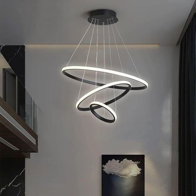 Lustre Pendente Luminaria 3 Arcos Aneis Perfil Luxo Infinito 48w Regulavel 3 Em 1 Decoraçao Sala Est