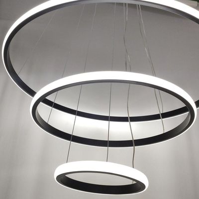 Lustre Pendente Luminaria 3 Arcos Aneis Perfil Luxo Infinito 48w Regulavel 3 Em 1 Decoraçao Sala Est