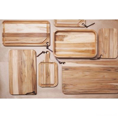 Tábua Para Churrasco Retangular Em Madeira Teca Com Acabamento Natural 33 X 20 Cm