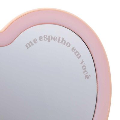 Espelho De Mesa Com Led Coração Rosa