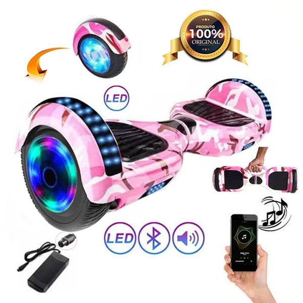 Hoverboard Overboard Skate Elétrico Led Rosa Camuflado Nº5