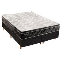 Cama Box Queen: Colchão Molas Paropas Extrapedic Olímpia + Base Crc Suede Black(158X198)