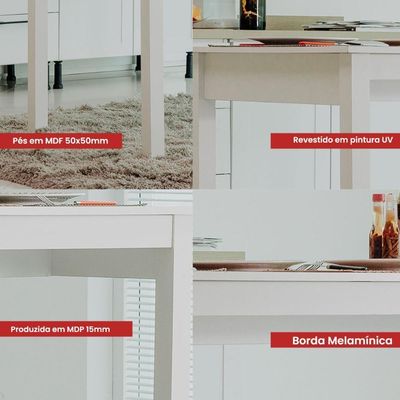 Mesa De Jantar Ditália Ja-225 Cor:branco Branco