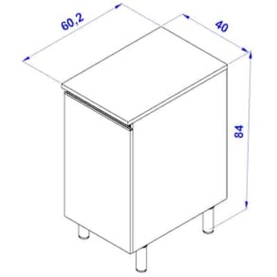 Balcão Bartira Cristal MDP 15mm com 1 Porta e 1 Prateleira - 40cm de largura Bege