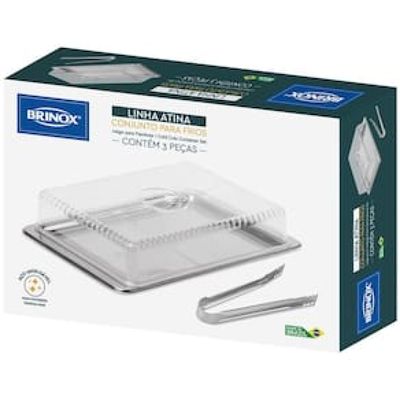 Conjunto para Frios Brinox Átina 1413/100 em Inox e Acrílico - 3 Peças