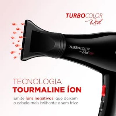 Secador de Cabelos Mondial Turbo Color Red SC-41 com Tourmaline Íon 1900W Preto / 220