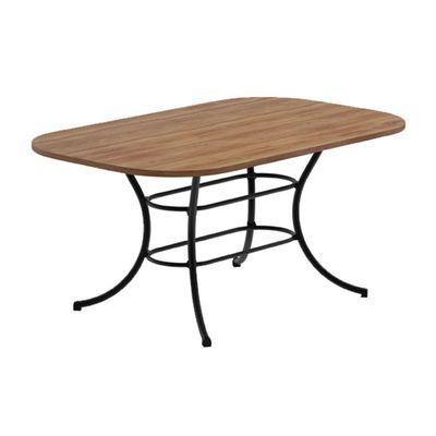 Mesa de Sala Jantar 1547 Aço c/Tampo Madeirado 160x90cm Freijo c/ Preto - Carraro