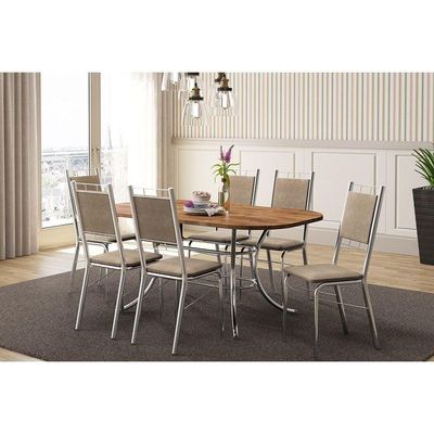 Mesa de Sala Jantar 1547 Aço c/Tampo Madeirado 160x90cm Freijo c/ Preto - Carraro