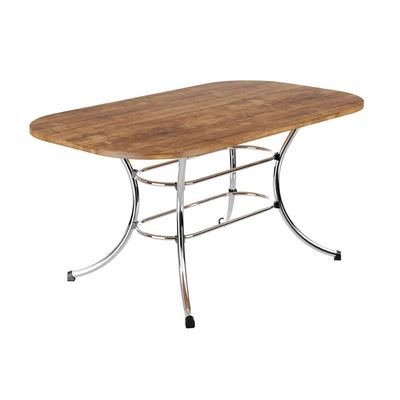Mesa de Sala Jantar 1547 Aço c/Tampo Madeirado 160x90cm Freijo c/ Preto - Carraro