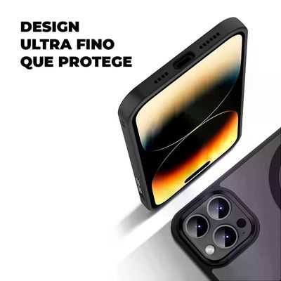 Kit Capa Magsafe Transparente e Pelicula Ultra Glass Preta para iPhone 15 Plus - Gshield