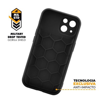Kit Capa Symetric Preta e Pelicula Coverage 5D Pro Preta para iPhone 15 - Gshield