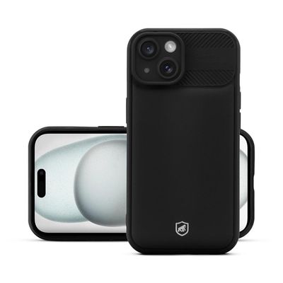 Kit Capa Symetric Preta e Pelicula Coverage 5D Pro Preta para iPhone 15 - Gshield
