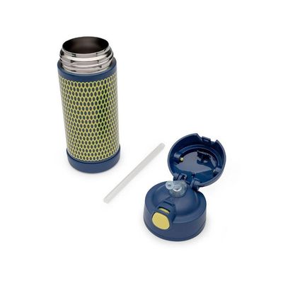 Garrafa Termica Com Canudo Azul E Verde