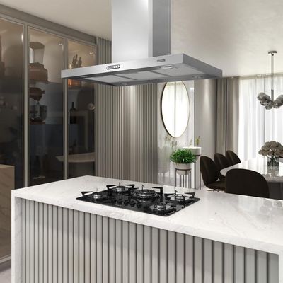 Coifa Ilha Retangular 90Cm 3 Velocidades Inox Inox 110V 110v