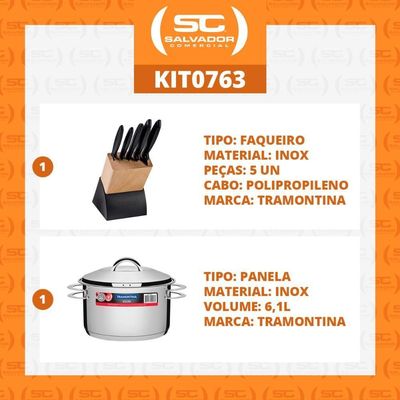 Kit - Faqueiro Plenus 6 Peças + 1 Panela Inox Solar 6,1 Lts Solar Pit2 - Tramontina