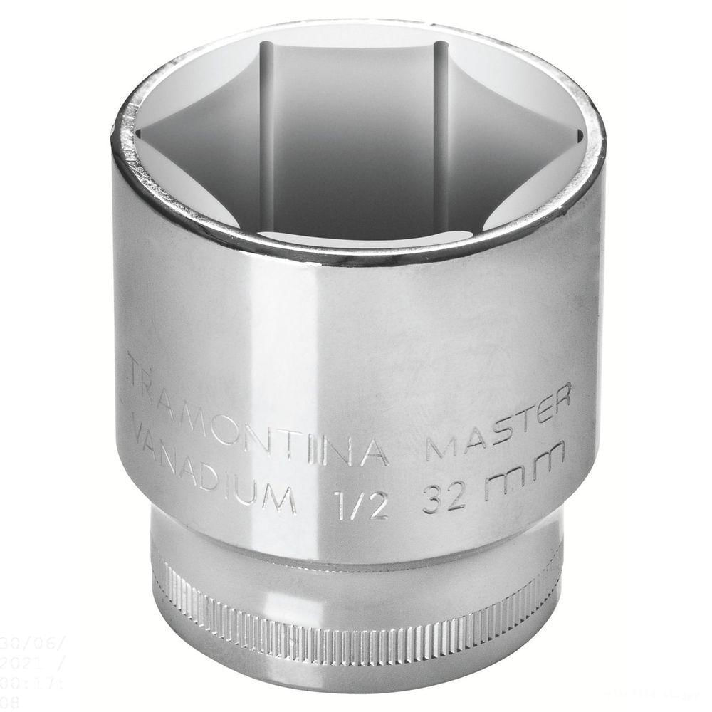 Soquete Sextavado 16 Mm Encaixe 1/2" Em Aço Cromo Vanádio Com Acabamento Cromado