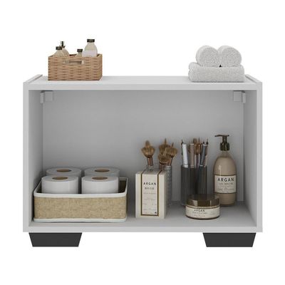 Gabinete Armário De Banheiro 62,5cm 2 Portas Com Pés Multimóveis Mp5046 Branco/preto Branco/preto