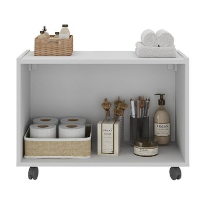 Gabinete Armário De Banheiro 62,5cm Com Rodízios 2 Portas Multimóveis Mp5043 Branco Branco
