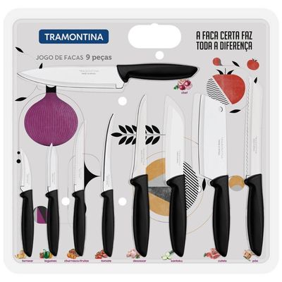 Kit - Faqueiro Plenus 6 Peças + 1 Faqueiro 9 Peças Plenus Preto - Tramontina
