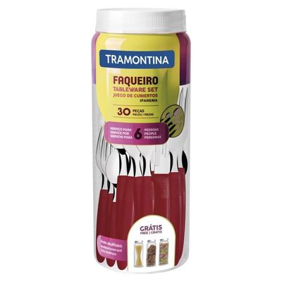 Kit - Faqueiro Plenus 6 Peças + 1 Faqueiro 30 Peças Ipanema Vermelho - Tramontina