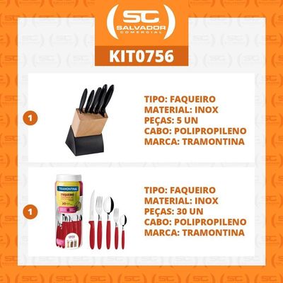 Kit - Faqueiro Plenus 6 Peças + 1 Faqueiro 30 Peças Ipanema Vermelho - Tramontina