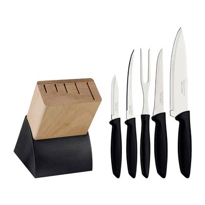Kit - Faqueiro Plenus 6 Peças + 1 Moedor De Sal Ou Pimenta Realce Em Acrílico E Inox - Tramontina