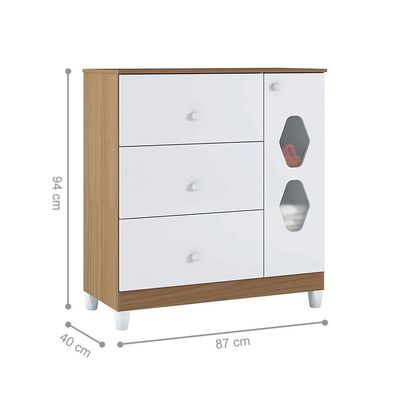 Gaveteiro 1 Porta Manchester Branco Almendra