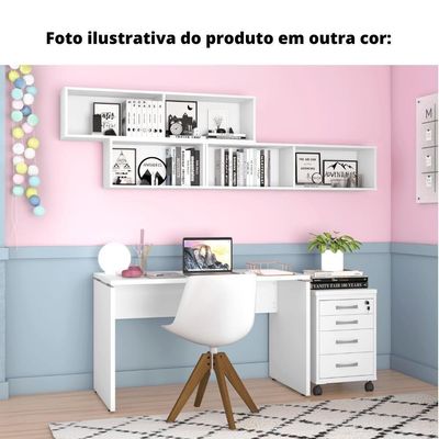Gaveteiro Volante 4 Gavetas Com Chaves Pe25 Em Mdp Noce Naturalle E Branco