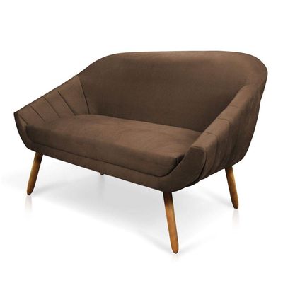 Namoradeira 02 Lugares Giovana Suede Pés Palito Castanho - D'rossi Marrom