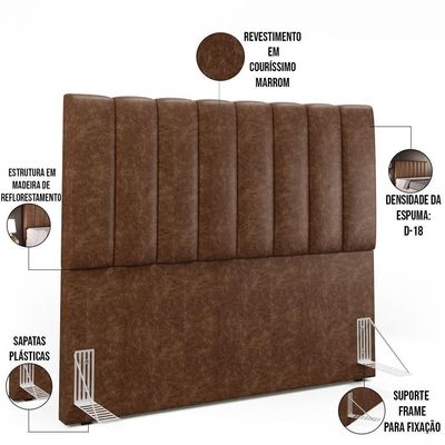 Kit Cabeceira Casal 140cm Calçadeira Recamier Baú Marrom