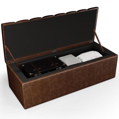 Kit Cabeceira Casal 140cm Calçadeira Recamier Baú Marrom