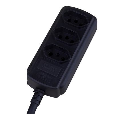 Extensão 3m 3 Tomadas 3P Force Line Preta