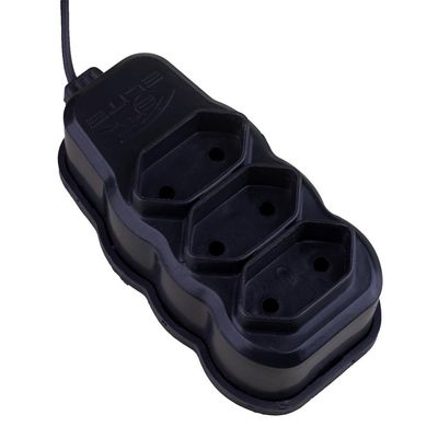Extensão 3m 3 Tomadas 2P Elite Preta