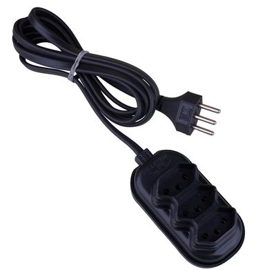 Extensão 2m 3 Tomadas 3P Elite Preta