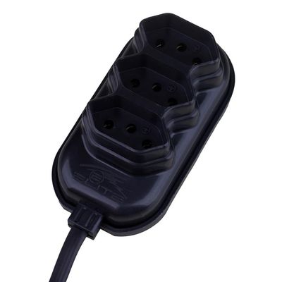 Extensão 2m 3 Tomadas 3P Elite Preta