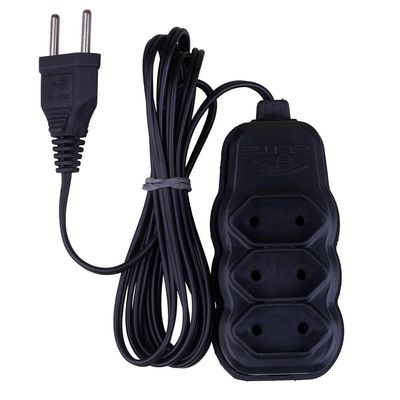 Extensão 2m 3 Tomadas 2P Elite Preta