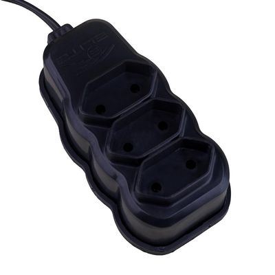 Extensão 2m 3 Tomadas 2P Elite Preta