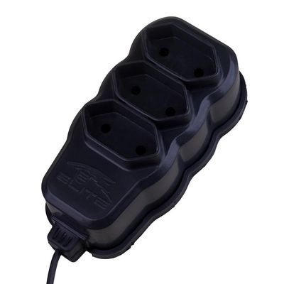 Extensão 10m com 3 Tomadas 2P Elite Preta